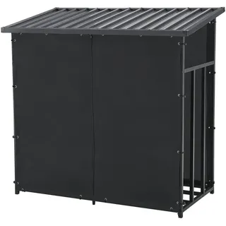 casa.pro Brennholzregal Yakutat Metall 145 x 143 x 70 cm Schwarz