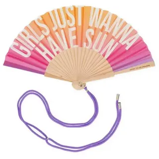 LEGAMI – Faltfächer ¡Que Calor! Motiv Sunset, abnehmbare und verstellbare Kordel im passenden Design, aus Polyester, Holzgriff, 3,6 x 23 cm