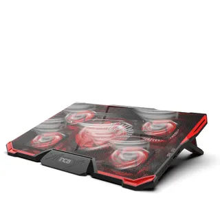 inca INC-611GMS - Laptop Kühler, Laptop Kühlpads für 14-17 Zoll Notebook, 5 Lüfter mit LEDs, 2200 RPM, Schwarz, Rot
