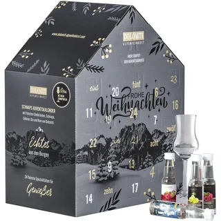 Schnaps- und Likör Adventskalender 2024 von Dolomiti - Geschenk-Idee für Genießer. Gin, Rum, Wodka und Wermut, Edelbrände, Schnäpse und Liköre. Schnaps Adventkalender