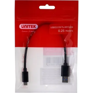 UNITEK KABEL USB-C - USB-A 3.1,M/M,0,25M, Y-C490BK (Y-C490BK)