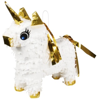 Boland Mini Pinata Einhorn, Größe 21 x 17 cm, Pappe, Partyspiel, Tier, Geschenk, Kindergeburtstag, Dekoration, Grau, Weiss