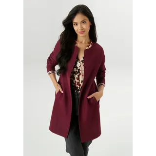 Aniston SELECTED Longblazer ANISTON SELECTED, Damen, Gr. 36, rot (bordeaux), Ottomane, Obermaterial: 100% Polyester, unifarben, figurumspielend ca. Mitte Oberschenkel, Rundhals, eingesetzt normaler Saum, Blazer Longblazer, in modischer Länge