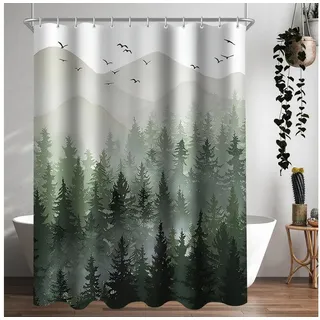 LuxusKollektion Duschvorhang Duschvorhang Wald 200x160cm Antischimmel Textil Wasserabweisend grün