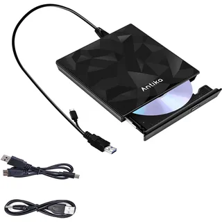 Antika Externe CD DVD Laufwerk TypeC USB 3.0 Extended Cable Backup Power Line Portable DVD Player CD/DVD +/-RW Brenner Reader für Laptop Desktop PC Apple Mac MacBook Pro Windows 11/10/8/7 XP Linux OS