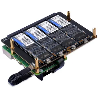 GeeekPi N16 Quad M.2 M-Key NVMe SSD Peripheral Board for Raspberry Pi 5, Support M.2 NVMe M-Key 2230/2242/2260/2280 SSDs