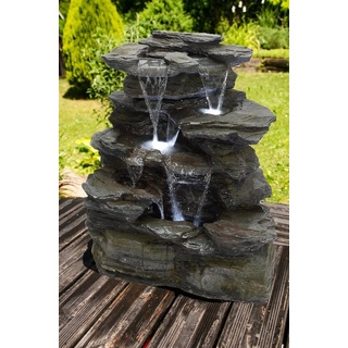 Köhko Springbrunnen Greifensteine Gartenbrunnen in Naturstein-Optik mit LED-Beleuchtung