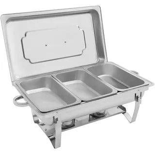 Begoniape Chafing Dish 3 * 2.5L Edelstahl Warmhaltebehälter, Speisewärmer mit Fuel Holder Tray und Deckel, Wärmebehälter für Buffets, Hotels, Hochzeiten, Catering