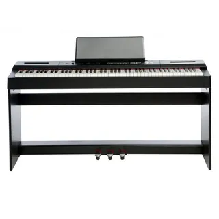 keymaXX Digital Piano 88 Tasten, Hammermechanik, anschlagdynamisch, gewichtet, Anfänger E-Piano schwarz mit Pedalen, Notenhalter und 128 Stimmen, SP-11