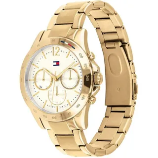 Tommy Hilfiger MWF1782195 Damen-Armbanduhr, Gold-Gehäuse, Metall-Armband - Weiß