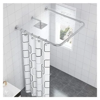 Gebogene Duschvorhangstange U Form Ohne Bohren,304 Edelstahl Gebogene Duschstange Duschvorhang Stangen Halterung Für Badezimmer