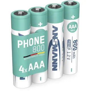 Ansmann Telefon Akku AAA 4 Stück, 800mAh 1,2V, DECT
