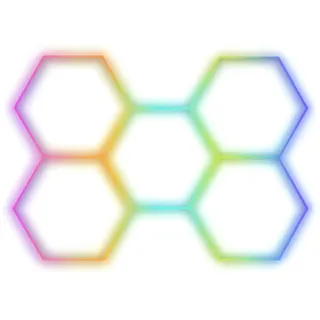 Barberpub Hexagon LED Garage Light, 7200LM Hexagon LED Beleuchtung für Werkstatt, Friseursalon, 5 Grid (LP007/RGB) - Bunt