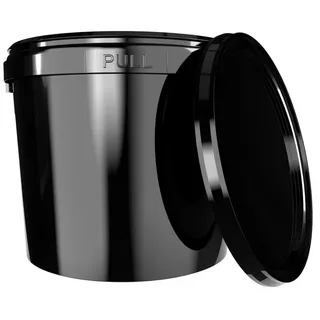 FixedByU | 1x Eimer mit Deckel 5l Schwarz Rund Kunststoff Eimer Lebensmittelecht, luftdicht und stabil