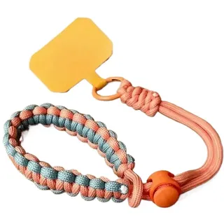 MZYFDC Handyband Zum UmhäNgen Kurzes Sport-Handy-Charme-Armband, verstellbar, schwarz/grün, gewebt, robust, Lanyard, Reise-Schlüsselband(Orange Green)