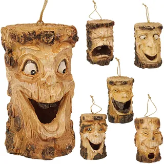 alles-meine.de GmbH Vogelhaus/Dekofigur - lustiger Baumstamm - 21 cm - aus Kunstharz/Polyresin - Nistkasten Vogelhäuschen Vogelnistkasten - für Garten & Balkon - Bunte Farben..