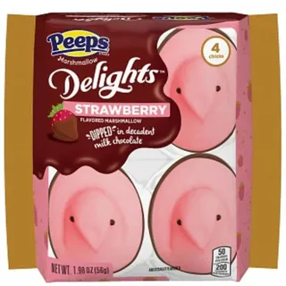 Peeps Delights Marshmallow Chicks Milk Chocolate Dipped Strawberry 4 Pack 56g