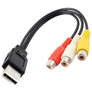 Aukson D43 USB 2.0 auf 3RCA Kabel – USB A auf 3 Cinch AV Adapter – Audio Video Kabel für Camcorder, DVD, TV, PC, Monitor – 30 cm