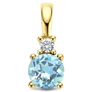 NICEANDnoble Kettenanhänger 585er Gelbgold Kettenanhänger Blautopas und Diamant 0,02 ct goldfarben
