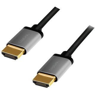 Logilink CHA0103 - HDMI Anschlusskabel 4K/60 Hz, Alu, schwarz/grau, 5 m