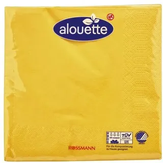 Alouette 30 Servietten 3-lagig 33 x 33 cm gelb, 33x33 cm