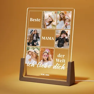 Giftove Personalisierte Weihnachtsgeschenke für Mama - Geschenke für Mama Led Bilderrahmen - Mama Geschenk zum Weihnachten, Geburtstag von Tochter & Sohn - Mutter Geschenk Fotolampe