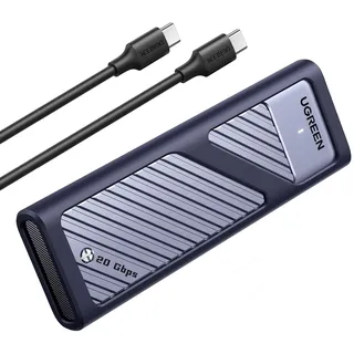 UGREEN 20Gbps NVME SATA SSD Gehäuse USB C 3.2 Gen 2x2, M.2 SSD Gehäuse für NVMe SSD und SATA von M-Key/ M+B Key in 2280/2242/2230/2260, kompatibel mit MacBook Pro 2024, HP 14pro, iPhone17 Promax, PS5