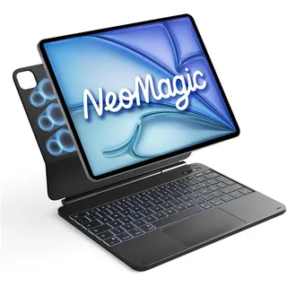 Inateck NeoMagic Magnetische Tastatur Hülle für iPad Air 13 Zoll, iPad Pro 12.9 Zoll 6/5/4/3 Gen Schwarz