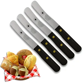 PIKAS - Solingen Messer mit Wellenschliff, Thermonuss Holzgriff, Premium Buckelmesser, Küchenmesser, Frühstücksmesser, rostfrei - Chrom-Stahl, Dünnschliff & Handabzug, Made in Germany