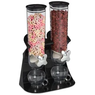 Relaxdays Doppelter Müslispender Schwarz,Silber,Transparent