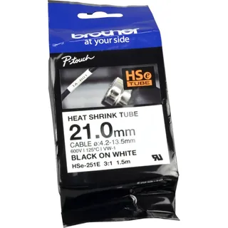 Brother P-Touch Schrumpfschlauch HSe-251E schwarz auf weiß 21mm x 1,5m