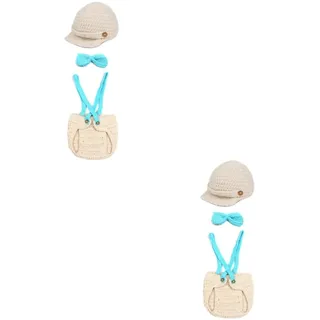 UKCOCO 2stücke Handgefertigter Häkelhut Im Cartoon-Stil Für Neugeborene Unisex Design Geeignet Für Monate Inklusive Hut Und Schleifenunterhose Für Fotoshootings Und