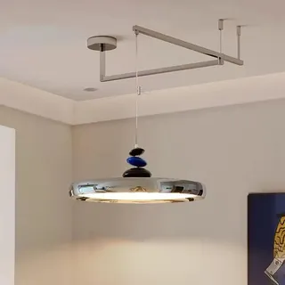 LED Pendelleuchte Esstisch Dimmbare Hängelampe mit Schwenkarm, Moderne Esszimmer Hängeleuchte Mit Fernbedienung, Höhenverstellbar für Flur Kücheninsel Wohnzimmer Küche Büro Lampe (Chrom, A)