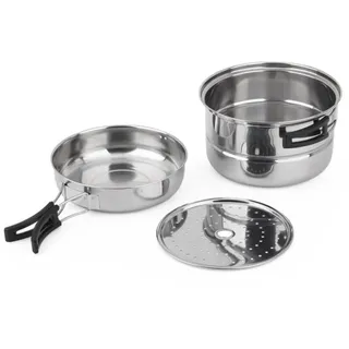 Yardwe 1satz Teiliges Edelstahl Camping Kochgeschirr Set Für Personen Tragbar Und Leicht Geeignet Für Induktions Gasherde Für Outdoor Picknick Und Camping