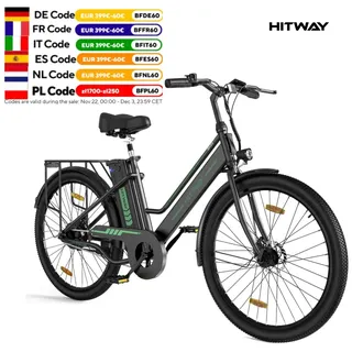 Hitway Elektro fahrrad, 26 Zoll E-Bike Elektro-Citybike für Frauen und Männer, mit 250W Motor, 36V