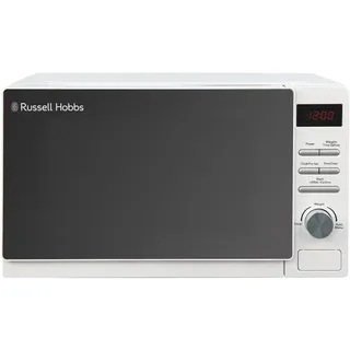 Russell Hobbs RHM2079A Digitale Solo-Mikrowelle, 20 L, 800 W, 5 Leistungsstufen, automatisches Auftauen, 8 automatische Kochmenüs, Uhr und Timer, einfache Reinigung, Weiß