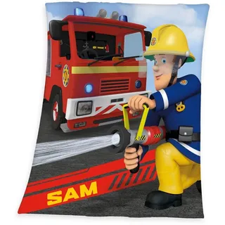 Kinderdecke Feuerwehrmann Sam, Feuerwehrmann Sam, weiche Qualität, Kuscheldecke blau|bunt