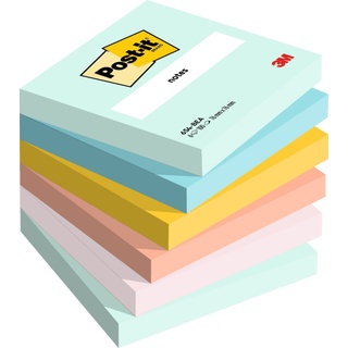 Post-it Haftnotizen Notes 76 x 76 mm Beachside Collection, 6 Stück Grün, Gelb, Orange, Pink - 100 Blatt