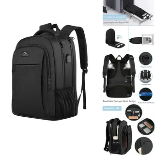 matein Laptop Rucksack 17,3 Zoll mit USB Ladeanschluss Anti Diebstahl