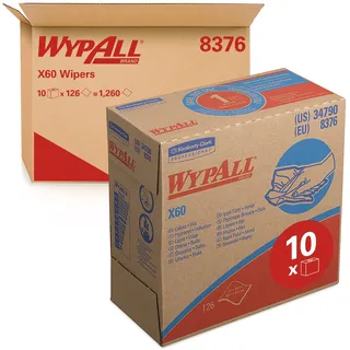 Kimberly Clark Professional WypAll X60, Wischtücher, 1-lagig, weiß 8376 , 1 Box = 126 Wischtücher