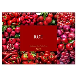 Calvendo ROT - Gemüse und Obst - Voller Power (Wandkalender 2026 DIN A4 quer), CALVENDO Monatskalender: Entdecke die kraftvolle Welt von ROT (CALVENDO Lifestyle)