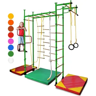 Sprossenwand für Kinderzimmer M3 240 - 290 cm Grün ohne bohrungen Kindersport EINHEITSGRÖSSE