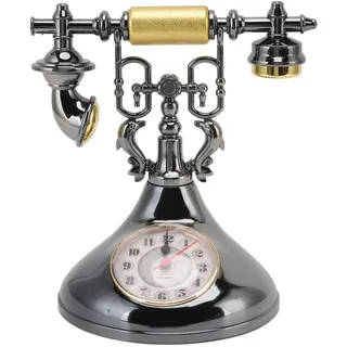 Mrisata Vintage-Festnetztelefon-Ornamente, Retro-Draht-Festnetz-Schnurtelefon, Antike, Altmodische Uhr, Schreibtisch-Telefon, Dekoration Zuhause (YF020-1)