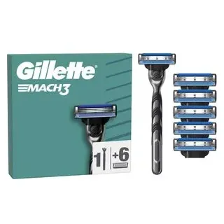 Gillette Nassrasierer Mach3, für Herren, 3-fach Klinge, mit 6 Klingen