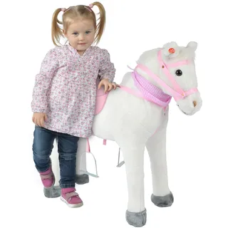 Pink Papaya Stehpferd zum draufsitzen | 75cm Spielpferd zum Reiten Molly | Pferd zum Reiten für Kinder mit Sound | Sattel Pferd