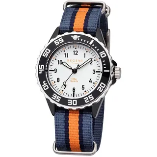 REGENT F-1206 35 mm Textilgehäuse Blau Orange Textilarmband Blau