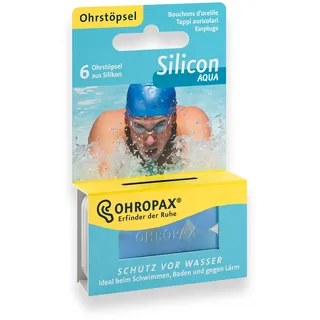 Ohropax Ohrstöpsel SILICON AQUA - Wasserfeste Vor-Ohr-Stöpsel aus hautfreundlichem Silikon - Zum Schutz vor Wasser beim Schwimmen - 6 Stück