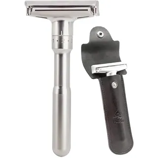 Rasierhobel | Verstellbarer Klassischer Rasierhobel | Scharfer Nassrasierer mit 2-seitigem Klingenkopf für Männer | Sicherheitsrasierer. (Silber)