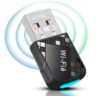 Bluetooth Adapter WLAN USB 2.0-Adapter AX900Mbs,Bluetooth 5.4 WLAN Stick WiFi6 für PC,Dual Band Internet Stick (5,8Ghz/2,4Ghz), Plug and Play für PC/Desktop/Laptop Win10/11