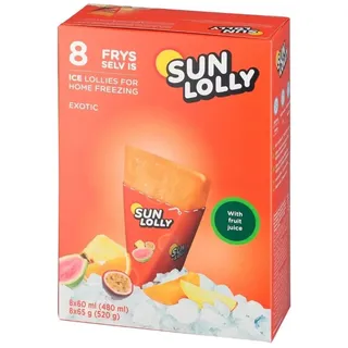 SUN LOLLY Eis Exotic 12 Kartons à 8 x 60ml (480ml) Wassereis